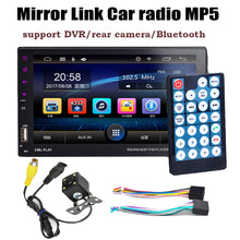 7 pulgadas de Audio Del Coche GPS Espejo Enlace 9 idiomas 2 DIN Pantalla táctil de Coches Reproductor de Radio Con la Cámara de Visión Trasera Soporte BT/FM/TF/USB