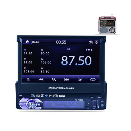 RK-7158B 1 DIN Bluetooth Estéreo Radio de Coche Reproductor MP5 Doble Pantalla Del Monitor Del Coche pantalla de 7 pulgadas Táctil Retráctil Automático No GPS